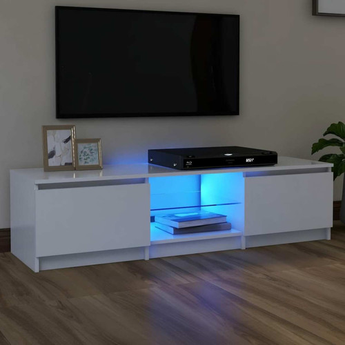 Vidaxl -vidaXL Meuble TV avec lumières LED blanc 140x40x35,5 cm Vidaxl  - Mobilier Maison