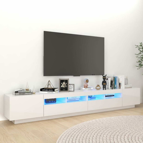 Vidaxl - vidaXL Meuble TV avec lumières LED Blanc brillant 260x35x40 cm Vidaxl  - Meuble étagère Salon, salle à manger