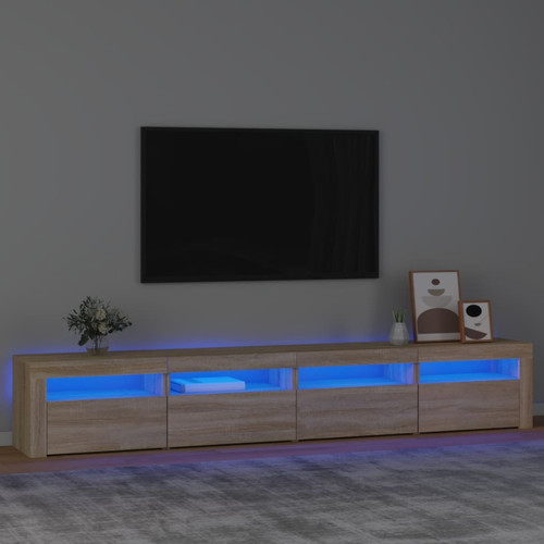 Vidaxl - vidaXL Meuble TV avec lumières LED Chêne sonoma 240x35x40 cm Vidaxl  - Meuble blanc laqué Salon, salle à manger