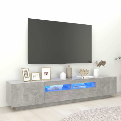 Vidaxl - vidaXL Meuble TV avec lumières LED Gris béton 200x35x40 cm Vidaxl  - Marchand Vidaxl