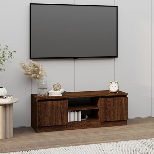 Vidaxl - vidaXL Meuble TV avec porte Chêne marron 102x30x36 cm Vidaxl  - Meuble blanc laqué Salon, salle à manger