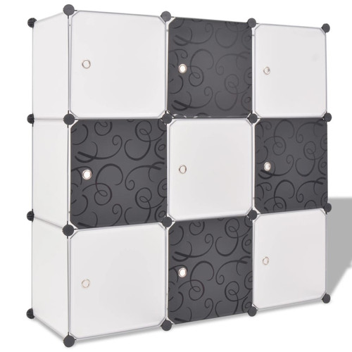 Vidaxl - vidaXL Organisateur de rangement cube avec 9 compartiments Noir/Blanc Vidaxl  - Salon, salle à manger