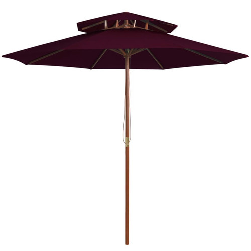 Vidaxl - vidaXL Parasol double avec mât en bois Rouge bordeaux 270 cm Vidaxl  - Mobilier de jardin