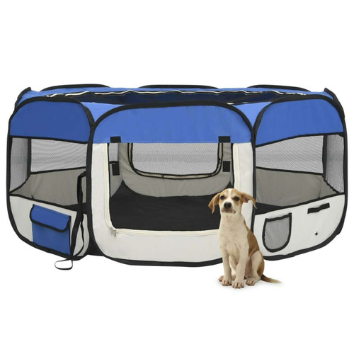 Vidaxl - vidaXL Parc pliable pour chien avec sac de transport Bleu 145x145x61cm Vidaxl - Animalerie