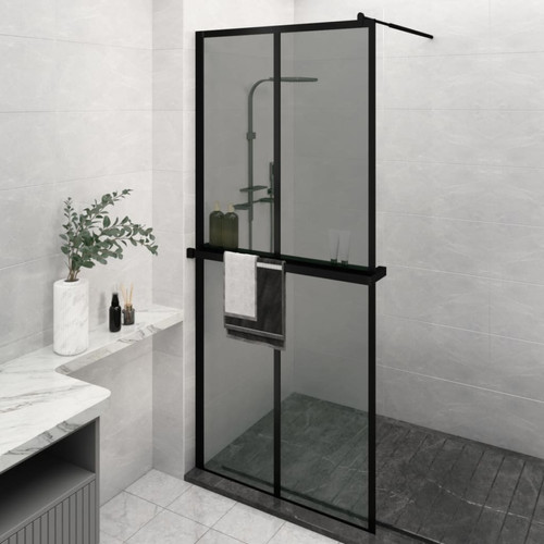 Vidaxl - vidaXL Paroi de douche avec étagère Noir 100x195cm Verre ESG&Aluminium Vidaxl - Cabine de douche