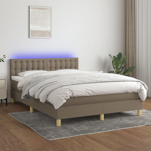 Vidaxl - vidaXL Sommier à lattes de lit avec matelas LED Taupe 140x200 cm Tissu Vidaxl  - Literie