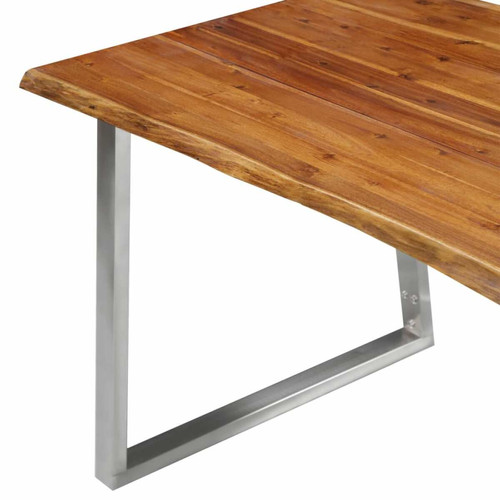 Tables à manger vidaXL Table à dîner 140x80x75 cm Bois d'acacia et acier inoxydable