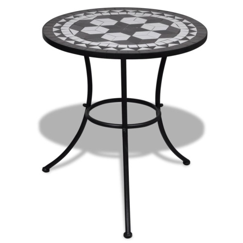 Tables de jardin Vidaxl vidaXL Table de bistro Noir et blanc 60 cm Mosaïque