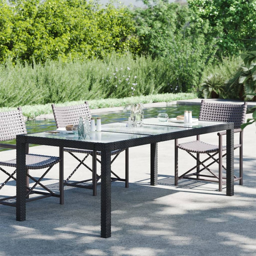 Vidaxl - vidaXL Table de jardin Noir 190x90x75 cm Verre trempé/résine tressée Vidaxl  - Tables de jardin Vidaxl