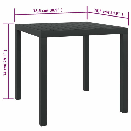 Tables de jardin vidaXL Table de jardin Noir 80 x 80 x 74 cm Aluminium et WPC