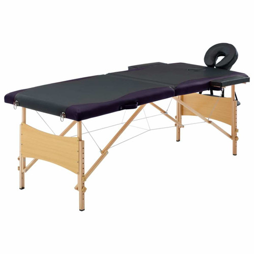Vidaxl - vidaXL Table de massage pliable 2 zones Bois Noir Vidaxl  - Soin du corps