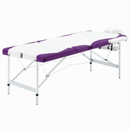 Vidaxl - vidaXL Table de massage pliable 3 zones Aluminium Blanc et violet Vidaxl  - Marchand Vidaxl