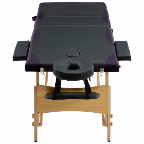 Vidaxl vidaXL Table de massage pliable 3 zones Bois Noir et violet
