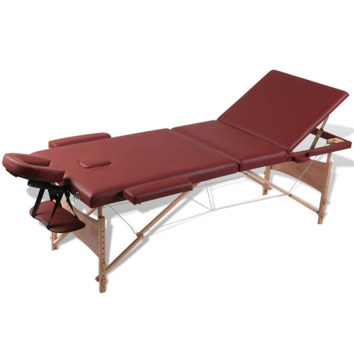 Vidaxl - vidaXL Table pliable de massage Rouge 3 zones avec cadre en bois Vidaxl  - Soin du corps