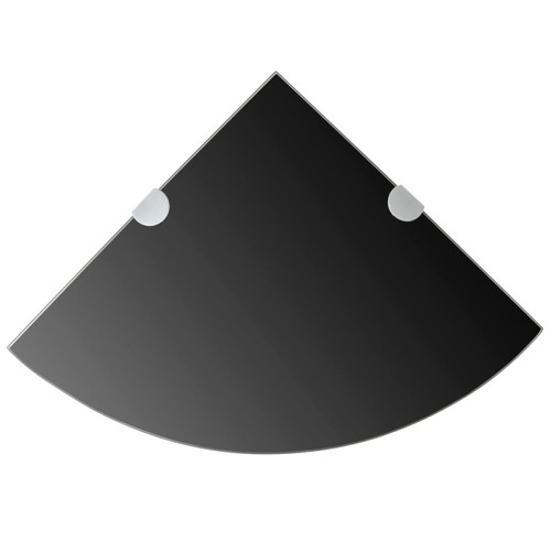Vidaxl - vidaXL Étagère de coin avec supports chromés Verre Noir 35 x 35 cm Vidaxl  - Etagere verre noir
