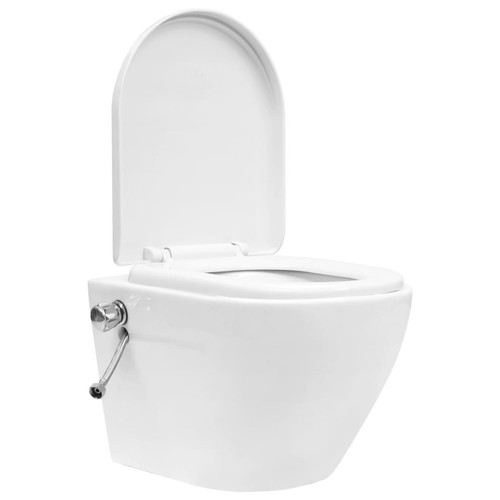 WC vidaXL Toilette murale sans bord à fonction de bidet Céramique Blanc