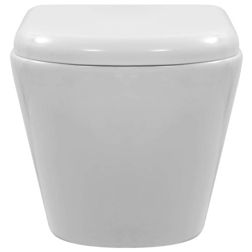 WC vidaXL Toilette suspendue au mur sans rebord Céramique Blanc