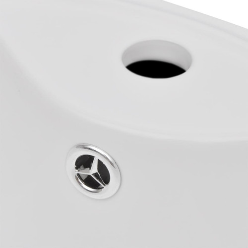 Vidaxl vidaXL Vasque à trou de trop-plein/robinet céramique Blanc pour salle de bain
