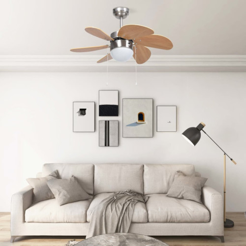 Vidaxl - vidaXL Ventilateur de plafond avec lampe 76 cm Marron clair Vidaxl  - Lampe plafond