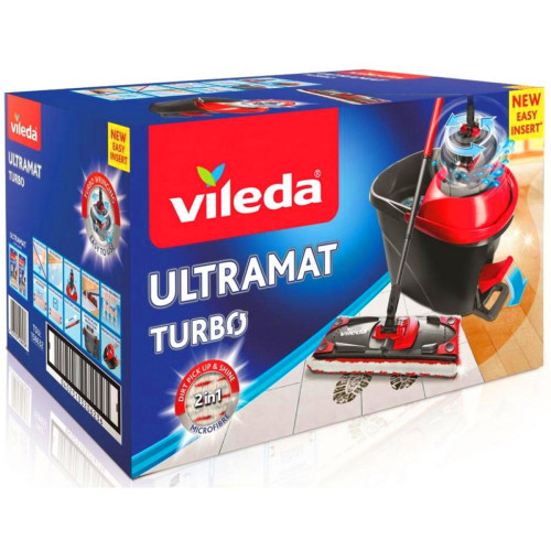 Vileda - Ensemble vadrouille plate rotative Vileda Ultramat Turbo box super pratique Vileda   - Aspirateur et balais