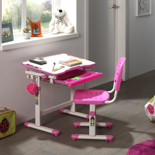 Vipack - Vipack Bureau réglable enfant Comfortline 201 et chaise Rose et blanc - Chambre Enfant Rouge