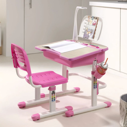 Bureau et table enfant Vipack Vipack Bureau réglable enfant Comfortline 301 et chaise Rose et blanc