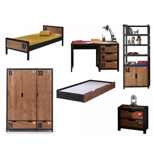 Vipack - Ensemble de meubles Alex avec grande armoire et bureau Vipack  - Chambre complète
