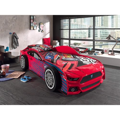 Vipack - Lit 90x200 Panther Power Sommier inclus Car beds - Rouge - Chambre Enfant Rouge