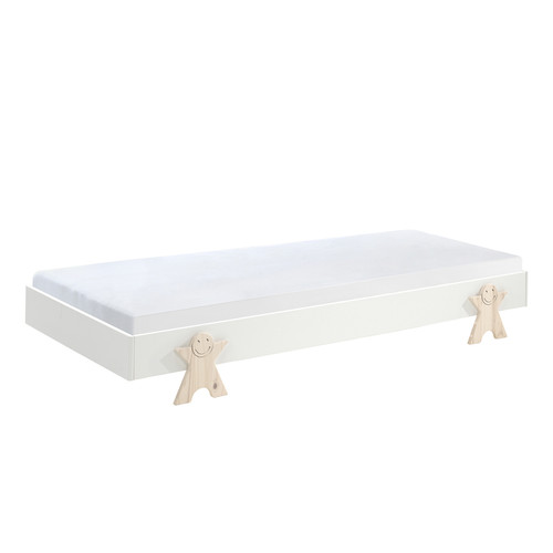 Vipack - Lit empilable 90x200 sommier inclus Modulo Smiley - Blanc - Literie Vipack