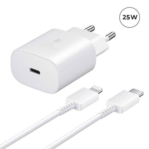 Visiodirect - Chargeur Rapide 25W USB-C + Câble USB-C vers Lightning pour iPhone 7 Plus 5.5" Couleur Blanc Visiodirect  - Iphone 7 blanc