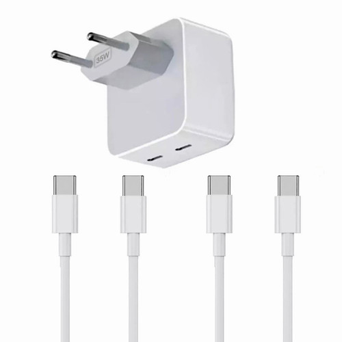 Visiodirect - Chargeur Rapide 35W Double USB C + 2 Câbles USB-C vers USB-C pour Oppo A76 6.56"/Oppo A77 5G 6.56" Couleur Blanc Visiodirect  - Chargeur secteur téléphone