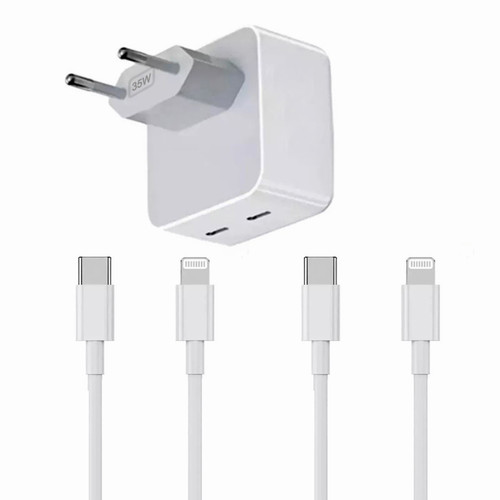 Visiodirect - Chargeur Rapide 35W Double USB C + 2 Câbles USB C vers Lighting pour iPad Air 3 2019 / iPad Air 2019 10.5" Couleur Blanc - Visiodirect  - Connectique et chargeur pour tablette