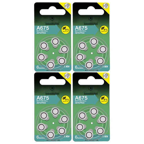 Visiodirect - Lot de 24 Piles bouton Zinc Air pour appareils auditifs type A675/675 compatibles PR44 1,45V Visiodirect  - Piles auditives