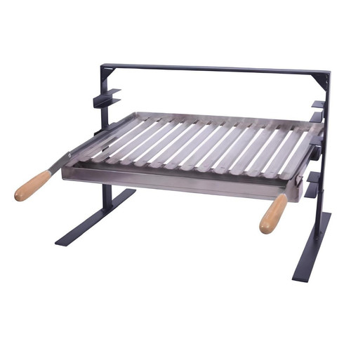 Visiodirect - Support Barbecue avec grille et récupérateur de graisse en Inox coloris Gris - 80 x 43 x 42 cm Visiodirect  - Grille barbecue inox