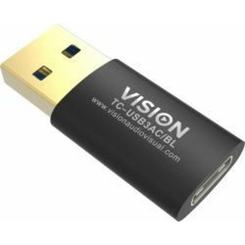 Vision - Vision Professional - USB adapter - USB Type A [M] to USB-C [F] - USB 3.0 - black Vision  - Bonnes affaires Hub