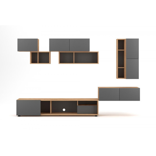 Etagères Complet les meubles suspendues BARCELONA 3 - chêne craft or / gris mat - style