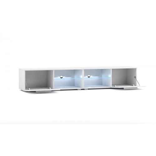 Vivaldi VIVALDI Meuble TV - MOON 2 DOUBLE - 200 cm - blanc mat / blanc brillant  - avec LED - style moderne
