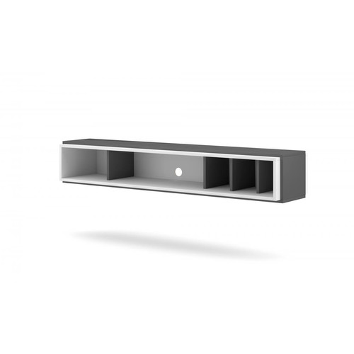 Meubles TV, Hi-Fi VIVALDI Meuble TV salon suspendu - CINTA - 153,2 cm - blanc mat - gris anthracite - style moderne