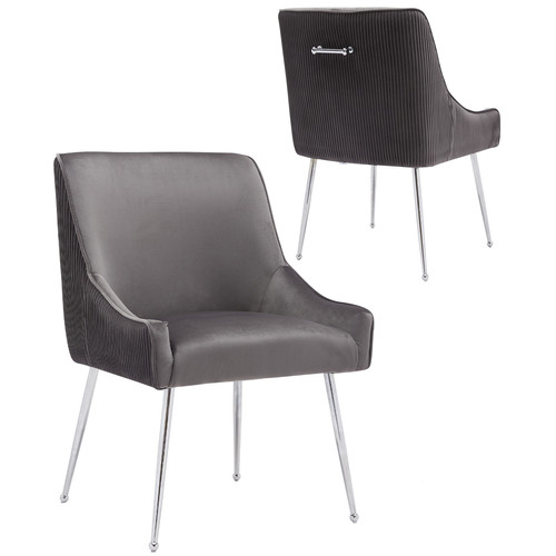 Vivenla - Lot de 2 chaises de salle à manger design revêtement en velours gris foncé et piètement en acier inoxydable argenté collection HAVANA Vivenla - Noël 2021 : Meuble