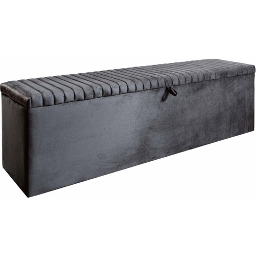 Vivenla - Banc bout de lit coffre avec rangement coloris gris design en velours L. 170 x P. 41 x H. 45 cm collection DUBAI Vivenla  - Banc de lit Gris