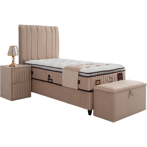 Vivenla Banc bout de lit coffre avec rangement coloris beige design en velours L. 80 x P. 41 x H. 45 cm collection CAIRO