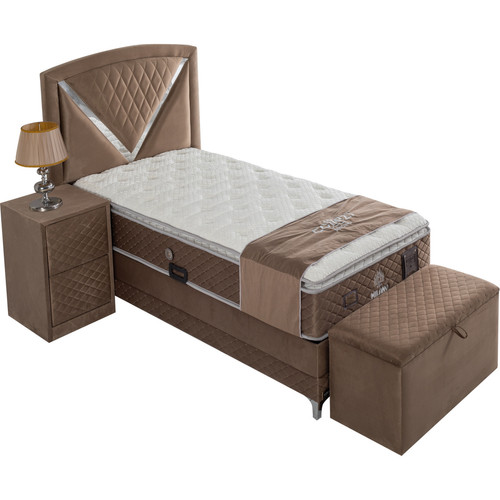 Banc de lit Banc bout de lit coffre avec rangement coloris taupe design en velours L. 80 x P. 41 x H. 45 cm collection MILANO