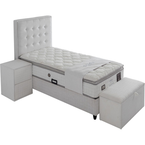 Banc de lit Banc bout de lit coffre avec rangement coloris blanc design en tissu L. 80 x P. 41 x H. 45 cm collection PIANNO