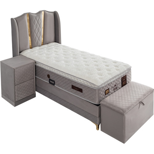 Vivenla Banc bout de lit coffre avec rangement coloris gris design en velours L. 80 x P. 41 x H. 45 cm collection RIXOS