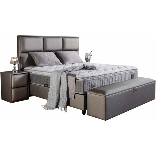 Banc de lit Banc bout de lit coffre avec rangement coloris gris design en pvc L. 170 x P. 41 x H. 45 cm collection RIO