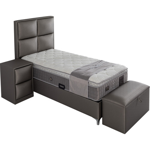 Banc de lit Banc bout de lit coffre avec rangement coloris gris design en pvc L. 80 x P. 41 x H. 45 cm collection RIO