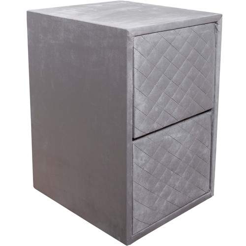 Vivenla -Table de chevet gris design en velours L. 40 x P. 45 x H. 60 cm collection RIXOS Vivenla  - Chevet Design