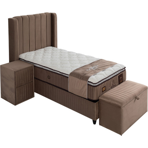 Vivenla Banc bout de lit coffre avec rangement coloris marron design en velours L. 80 x P. 41 x H. 45 cm collection BRUSSELS