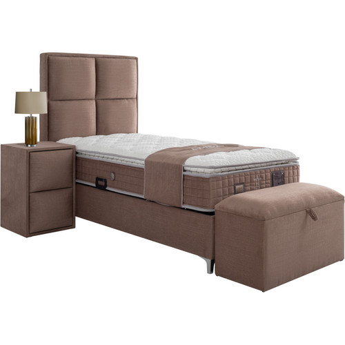 Vivenla Banc bout de lit coffre avec rangement coloris marron design en velours L. 80 x P. 41 x H. 45 cm collection RIO