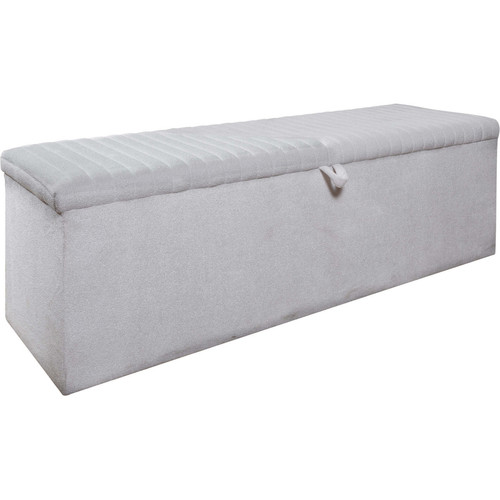 Banc de lit Vivenla Banc bout de lit coffre avec rangement coloris blanc design en tissu bouclette L. 150 x P. 41 x H. 45 cm collection PIANNO